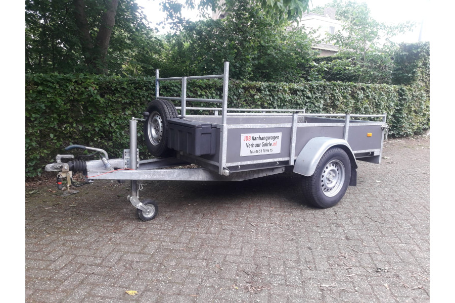 Open aanhanger enkelasser 250x130 - JDB Aanhangwagen verhuur Goirle - 1