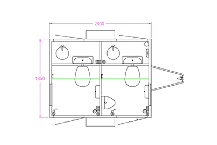 2-deurs mobiele toiletwagen - Kisteman-events - 2